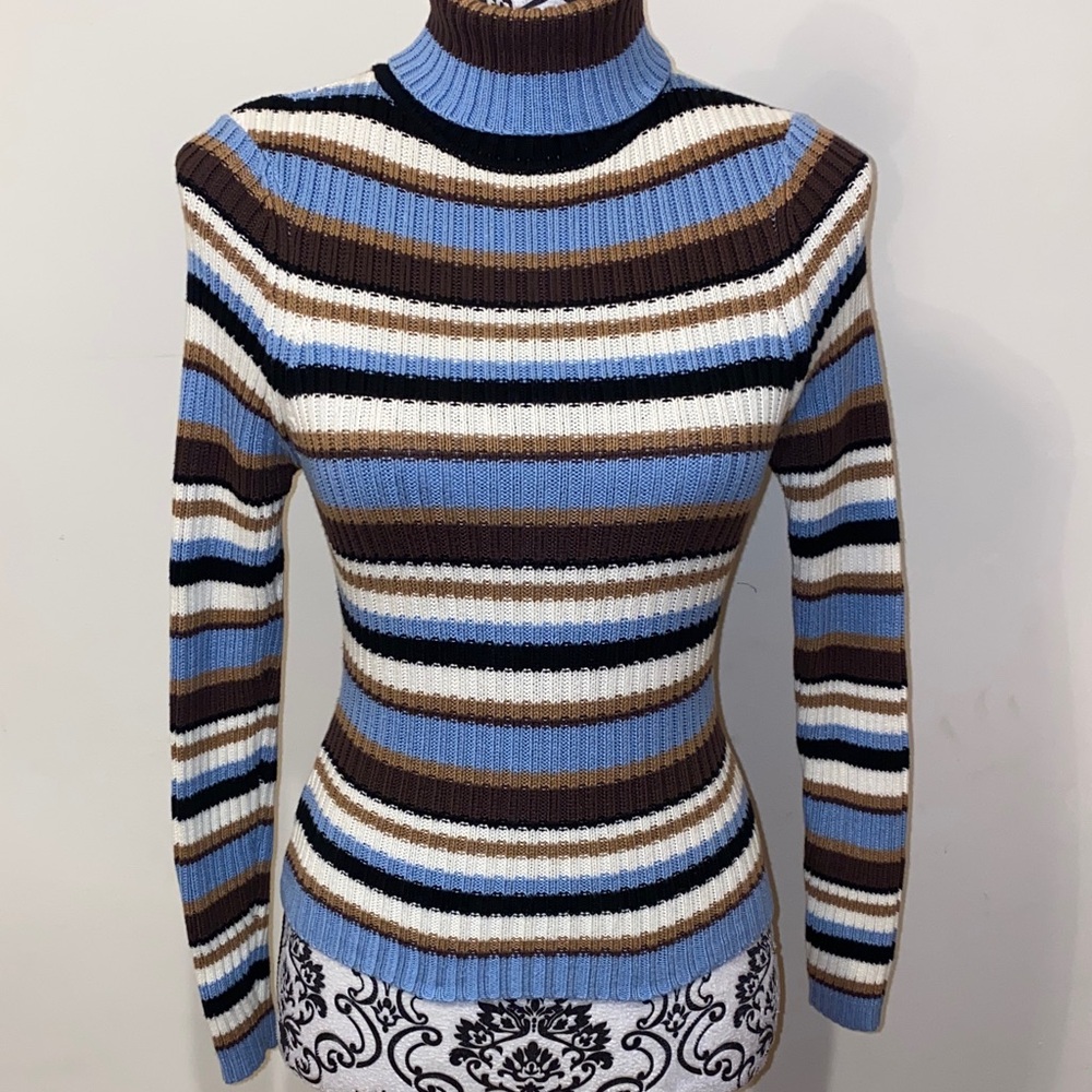 3/$45 Y2K Guess USA Striped Long Sleeve Turtleneck Sweater Size Small